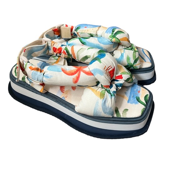 Copacabana Scarf Print Puffy Platform Sandal FARM RIO Size 8 and 9 New - Picture 4 of 15